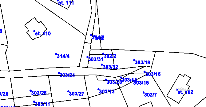 Parcela st. 302/2 v KÚ Křepenice, Katastrální mapa