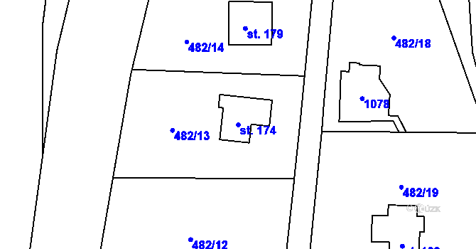 Parcela st. 174 v KÚ Křepenice, Katastrální mapa
