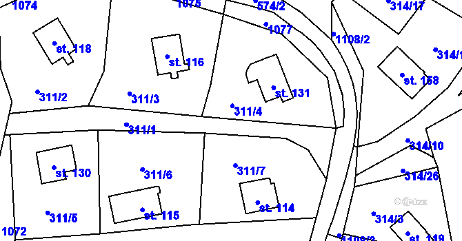 Parcela st. 311/9 v KÚ Křepenice, Katastrální mapa