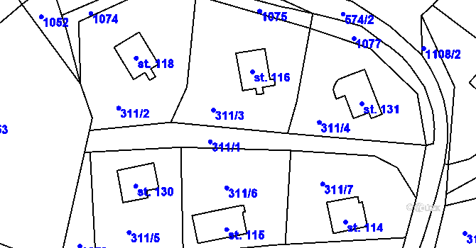 Parcela st. 311/10 v KÚ Křepenice, Katastrální mapa