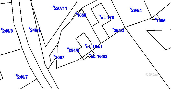 Parcela st. 164/1 v KÚ Křepenice, Katastrální mapa