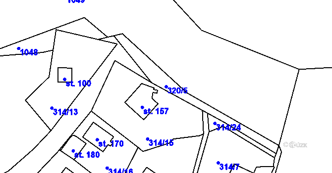 Parcela st. 320/5 v KÚ Křepenice, Katastrální mapa