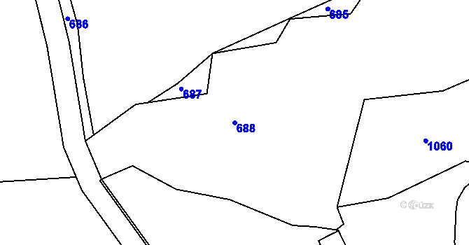 Parcela st. 688 v KÚ Křepenice, Katastrální mapa