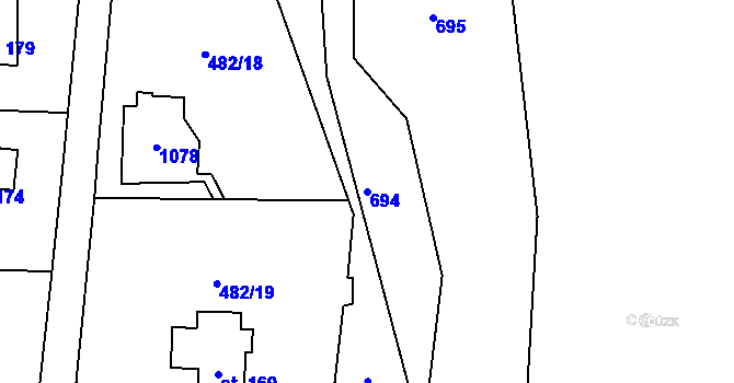 Parcela st. 694 v KÚ Křepenice, Katastrální mapa