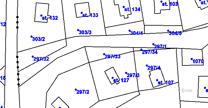 Parcela st. 297/33 v KÚ Křepenice, Katastrální mapa