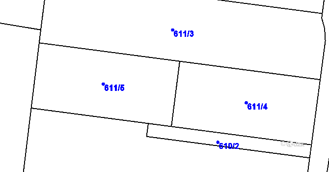 Parcela st. 611/4 v KÚ Křepenice, Katastrální mapa
