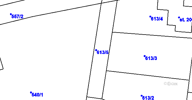 Parcela st. 613/5 v KÚ Křepenice, Katastrální mapa