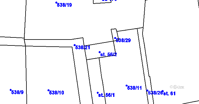 Parcela st. 56/2 v KÚ Křepenice, Katastrální mapa