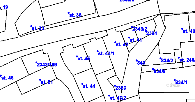 Parcela st. 43/1 v KÚ Křepice u Hustopečí, Katastrální mapa