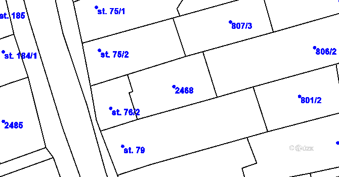 Parcela st. 76/1 v KÚ Křepice u Hustopečí, Katastrální mapa