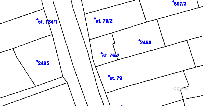 Parcela st. 76/2 v KÚ Křepice u Hustopečí, Katastrální mapa