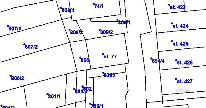 Parcela st. 77 v KÚ Křepice u Hustopečí, Katastrální mapa