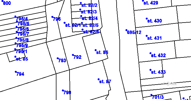 Parcela st. 86 v KÚ Křepice u Hustopečí, Katastrální mapa