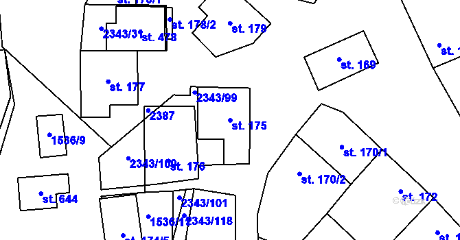Parcela st. 175 v KÚ Křepice u Hustopečí, Katastrální mapa