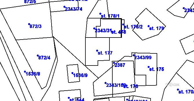 Parcela st. 177 v KÚ Křepice u Hustopečí, Katastrální mapa