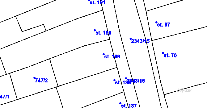 Parcela st. 189 v KÚ Křepice u Hustopečí, Katastrální mapa