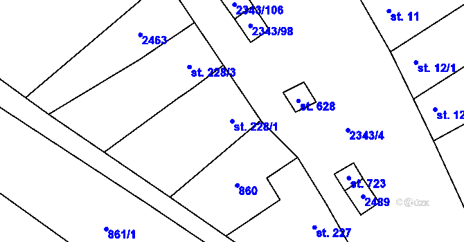 Parcela st. 228/1 v KÚ Křepice u Hustopečí, Katastrální mapa