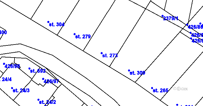 Parcela st. 273 v KÚ Křepice u Hustopečí, Katastrální mapa