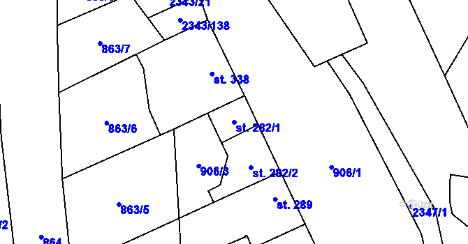 Parcela st. 282/1 v KÚ Křepice u Hustopečí, Katastrální mapa