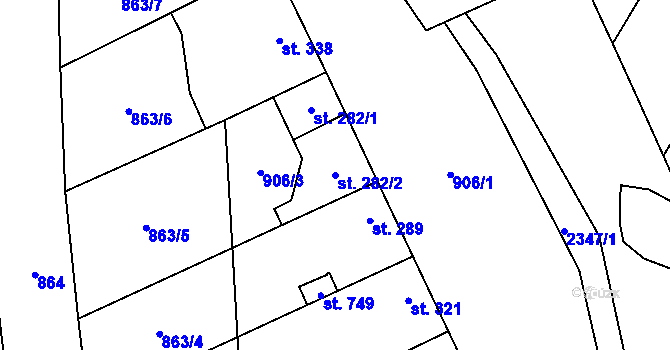 Parcela st. 282/2 v KÚ Křepice u Hustopečí, Katastrální mapa