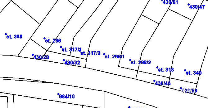 Parcela st. 298/1 v KÚ Křepice u Hustopečí, Katastrální mapa