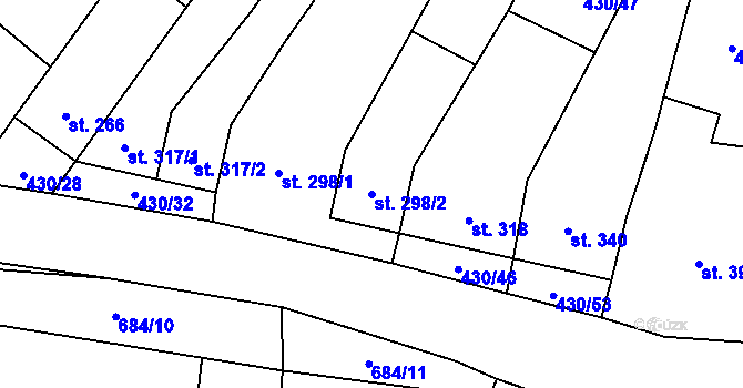 Parcela st. 298/2 v KÚ Křepice u Hustopečí, Katastrální mapa