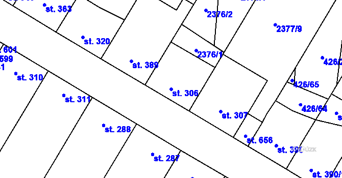 Parcela st. 306 v KÚ Křepice u Hustopečí, Katastrální mapa