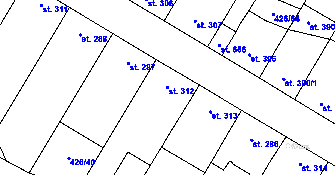 Parcela st. 312 v KÚ Křepice u Hustopečí, Katastrální mapa