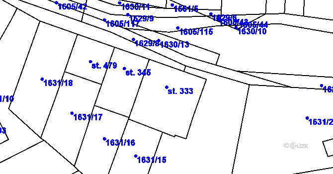 Parcela st. 333 v KÚ Křepice u Hustopečí, Katastrální mapa
