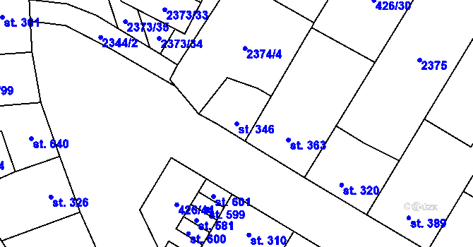 Parcela st. 346 v KÚ Křepice u Hustopečí, Katastrální mapa