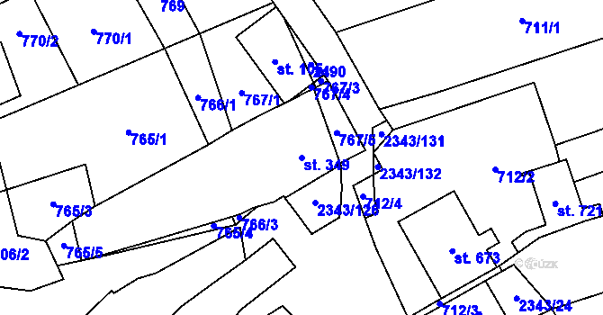 Parcela st. 349 v KÚ Křepice u Hustopečí, Katastrální mapa