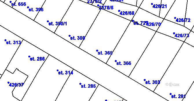Parcela st. 365 v KÚ Křepice u Hustopečí, Katastrální mapa