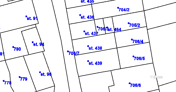 Parcela st. 438 v KÚ Křepice u Hustopečí, Katastrální mapa