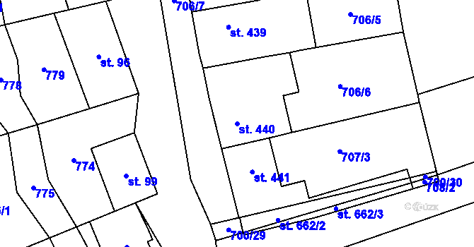 Parcela st. 440 v KÚ Křepice u Hustopečí, Katastrální mapa