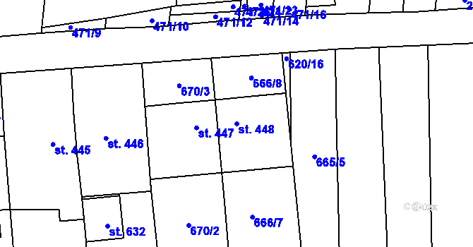 Parcela st. 448 v KÚ Křepice u Hustopečí, Katastrální mapa