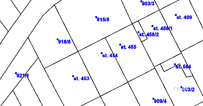 Parcela st. 454 v KÚ Křepice u Hustopečí, Katastrální mapa