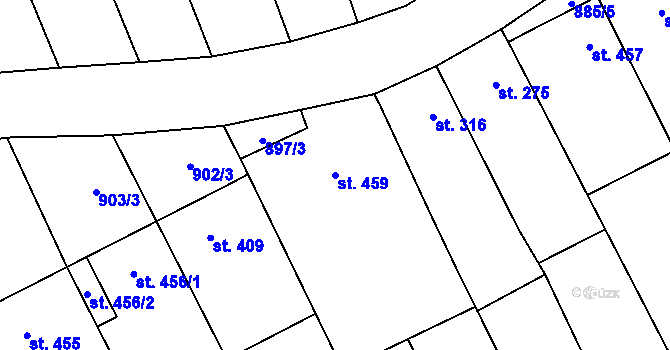 Parcela st. 459 v KÚ Křepice u Hustopečí, Katastrální mapa