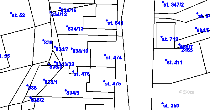 Parcela st. 474 v KÚ Křepice u Hustopečí, Katastrální mapa