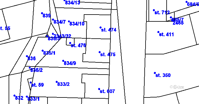 Parcela st. 475 v KÚ Křepice u Hustopečí, Katastrální mapa