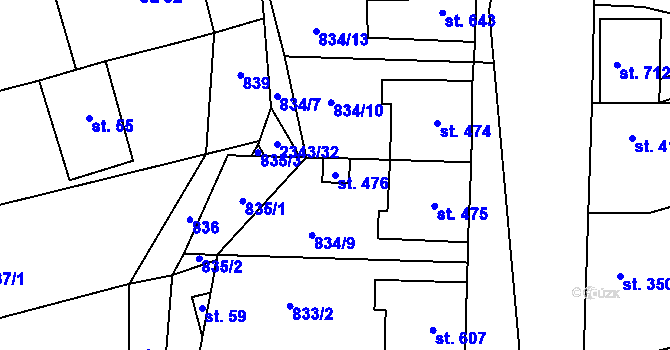 Parcela st. 476 v KÚ Křepice u Hustopečí, Katastrální mapa