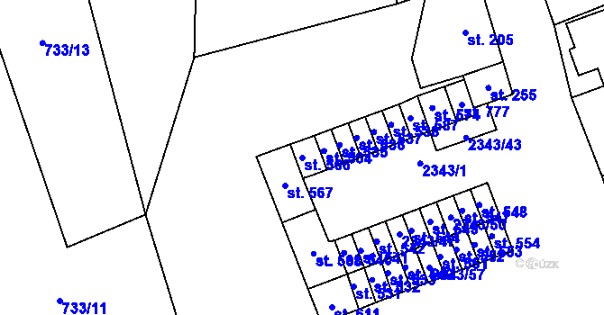 Parcela st. 566 v KÚ Křepice u Hustopečí, Katastrální mapa
