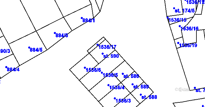 Parcela st. 590 v KÚ Křepice u Hustopečí, Katastrální mapa