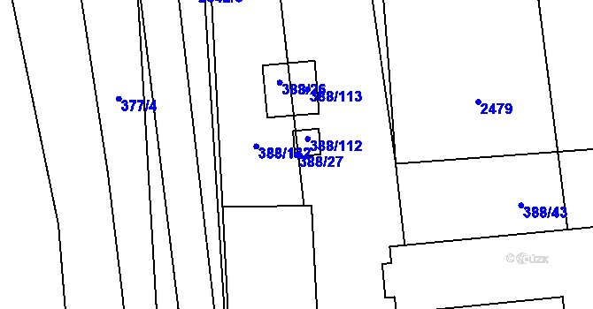 Parcela st. 388/27 v KÚ Křepice u Hustopečí, Katastrální mapa