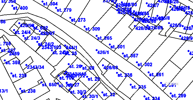 Parcela st. 426/1 v KÚ Křepice u Hustopečí, Katastrální mapa