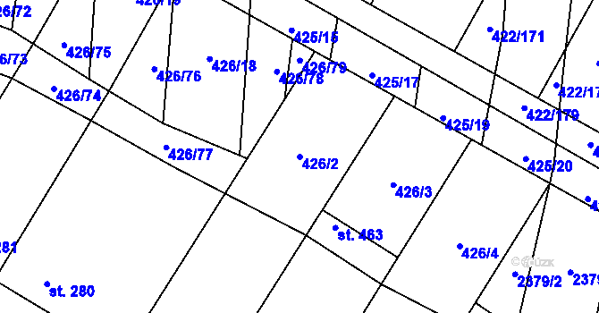 Parcela st. 426/2 v KÚ Křepice u Hustopečí, Katastrální mapa