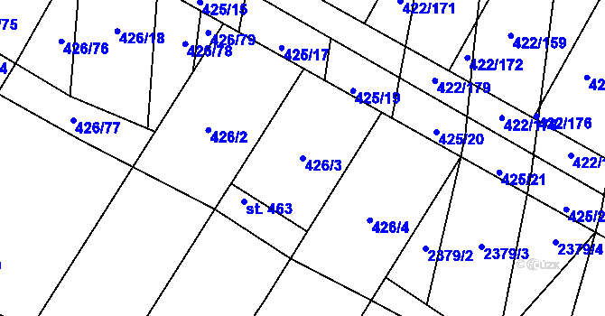 Parcela st. 426/3 v KÚ Křepice u Hustopečí, Katastrální mapa