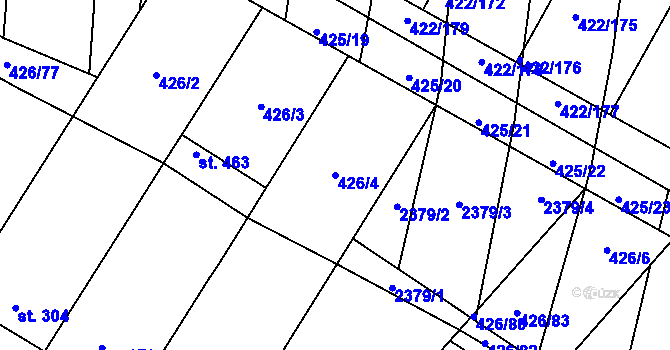 Parcela st. 426/4 v KÚ Křepice u Hustopečí, Katastrální mapa
