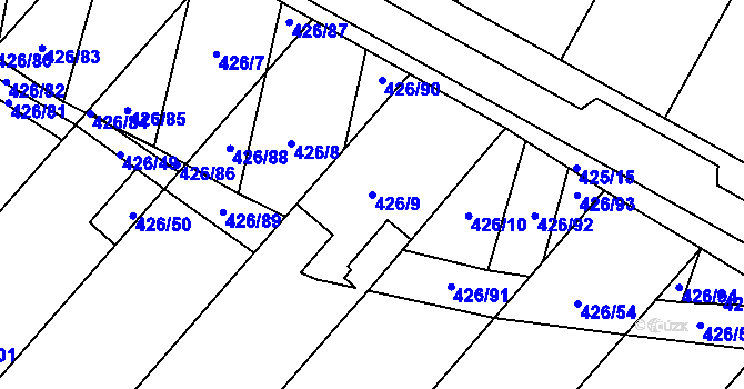Parcela st. 426/9 v KÚ Křepice u Hustopečí, Katastrální mapa