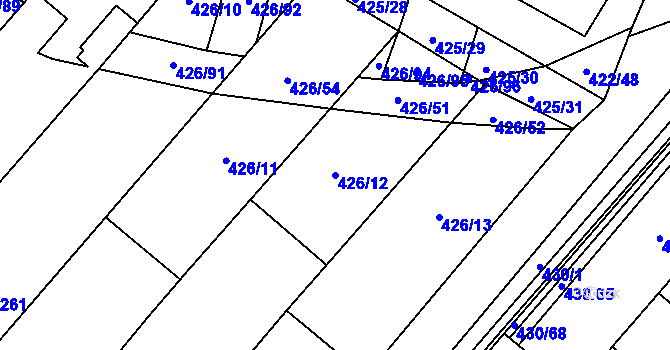 Parcela st. 426/12 v KÚ Křepice u Hustopečí, Katastrální mapa