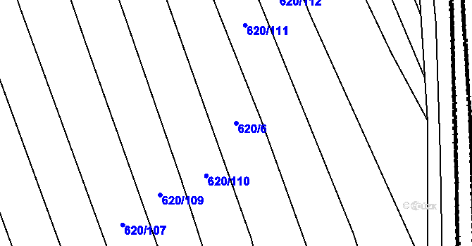 Parcela st. 620/6 v KÚ Křepice u Hustopečí, Katastrální mapa